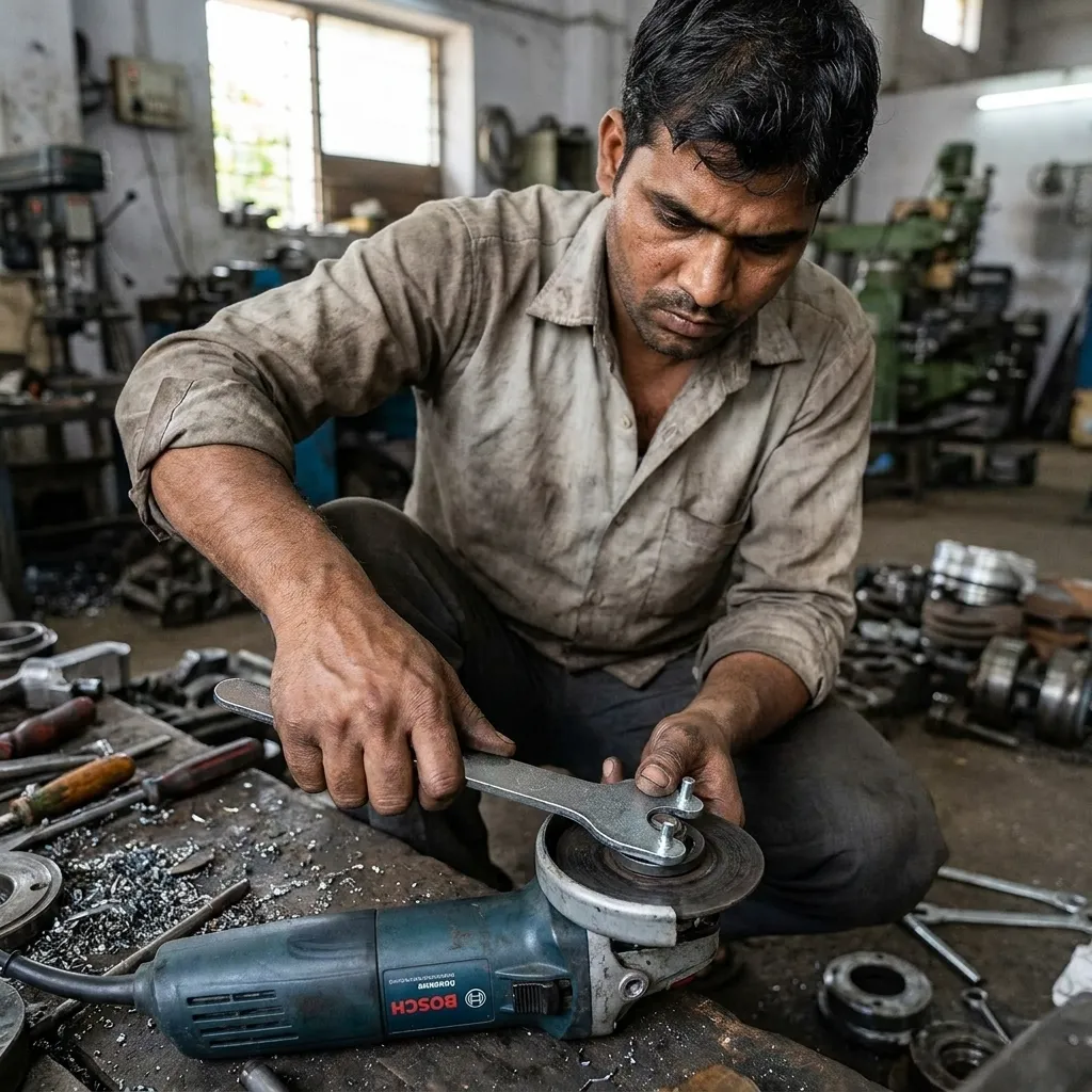 Man_loosening_nut_on_grinder_202605241334.webp