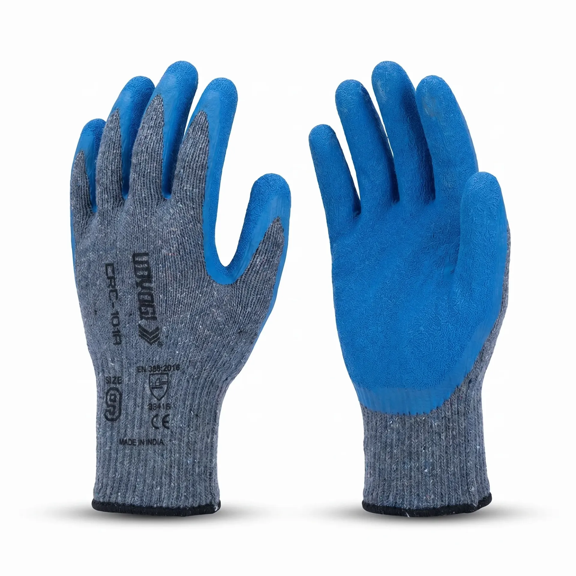 Udyogi CRC 101 A Rubber Coated Gloves - Crinkle Latex Grip, EN 388 (2241X)
