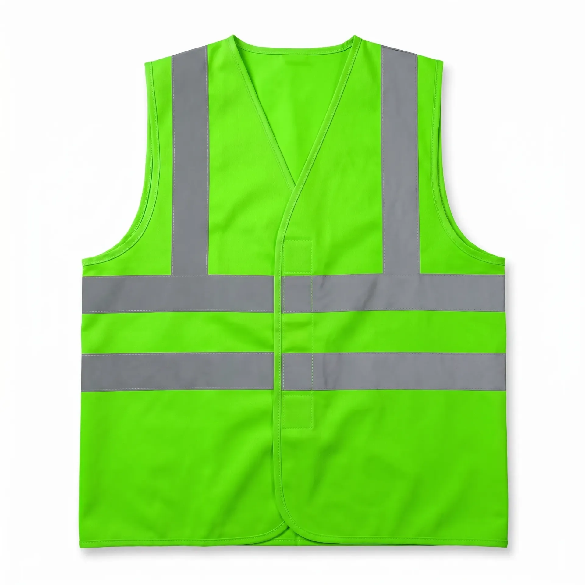 Hi Visibility Green Safety Jacket/Vest - Breathable Cotton Fabric, Velcro Closure