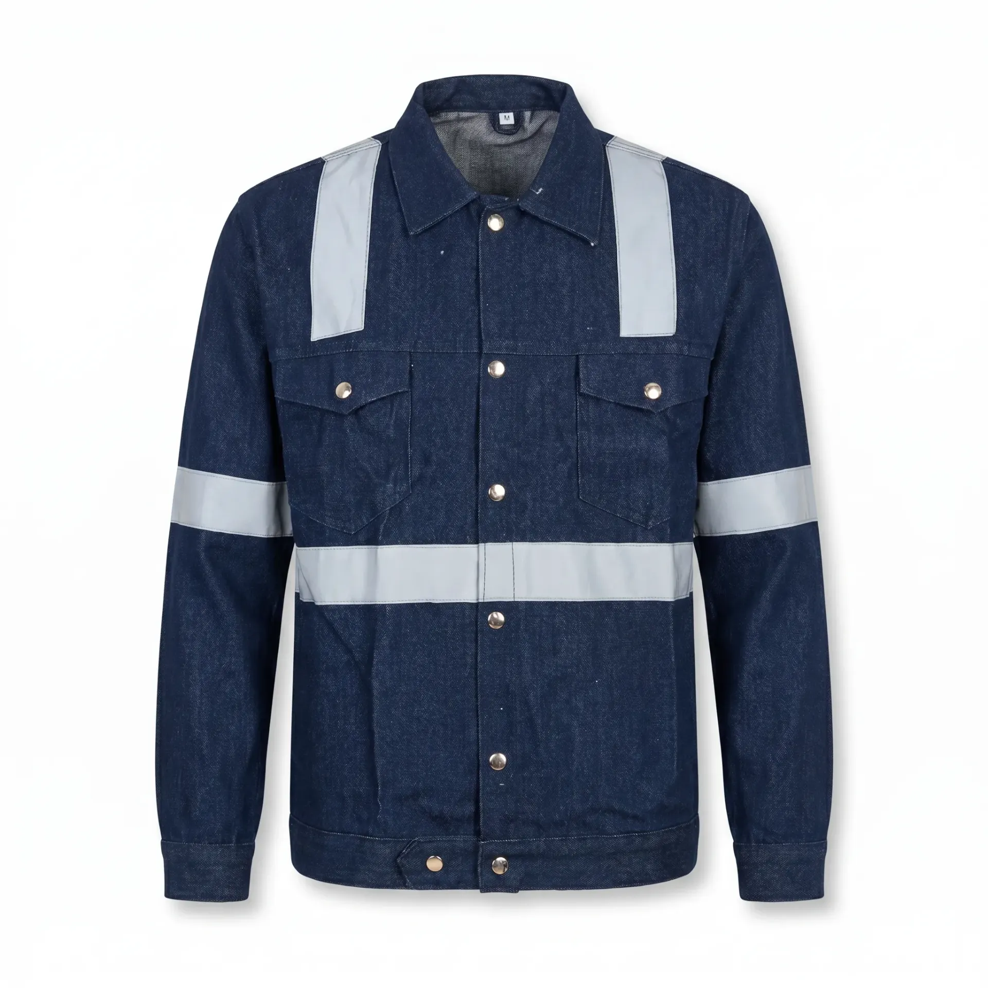 Denim Industrial Safety Jacket | Reflective Silver