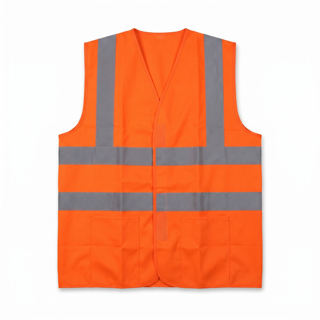 Orange High-Visibility Safety Vest - Velcro Closure, IS 15809 Compliant