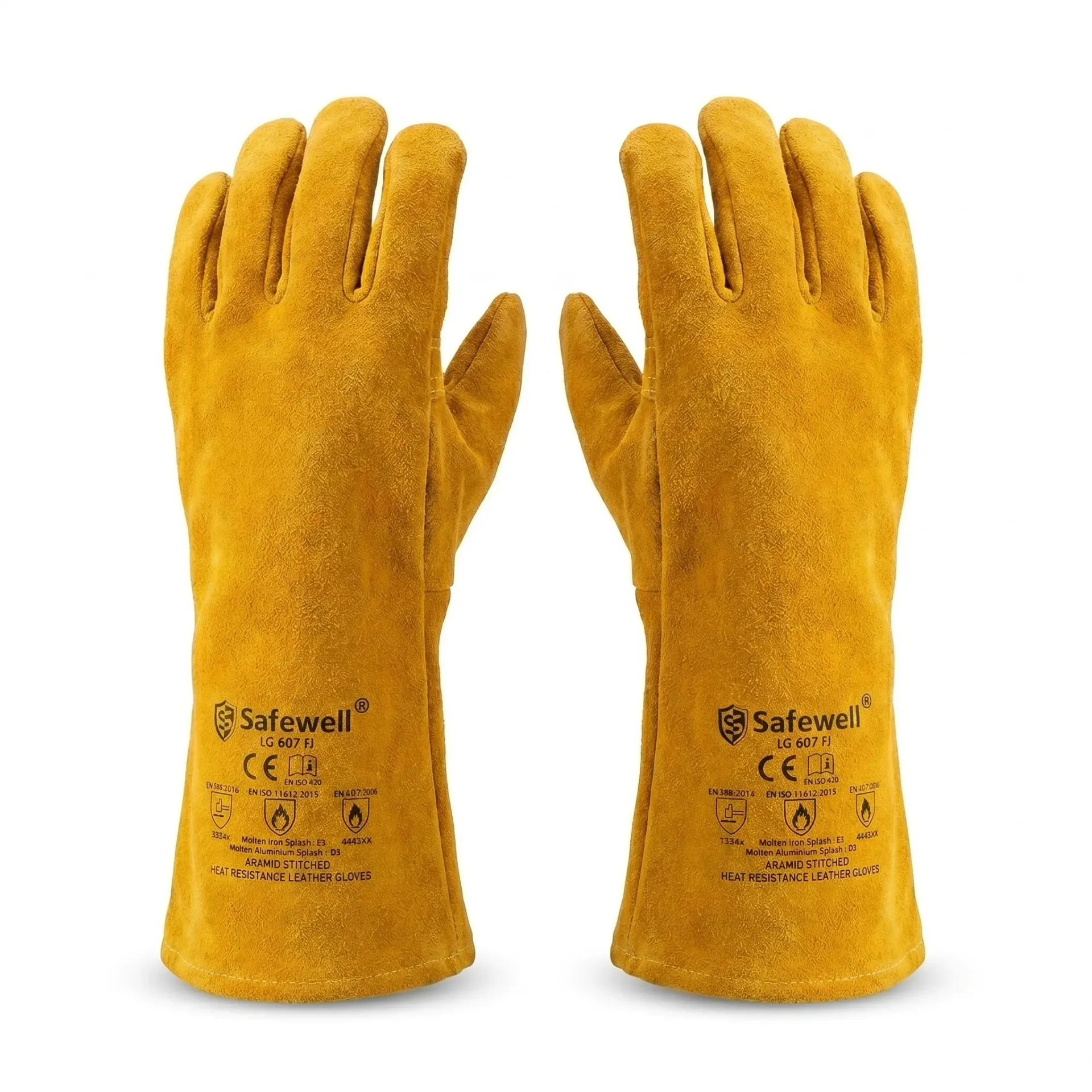 Safewell LG 607 FJ Heat Resistant Leather Gloves - Molten Iron & Aluminum Splash Protection