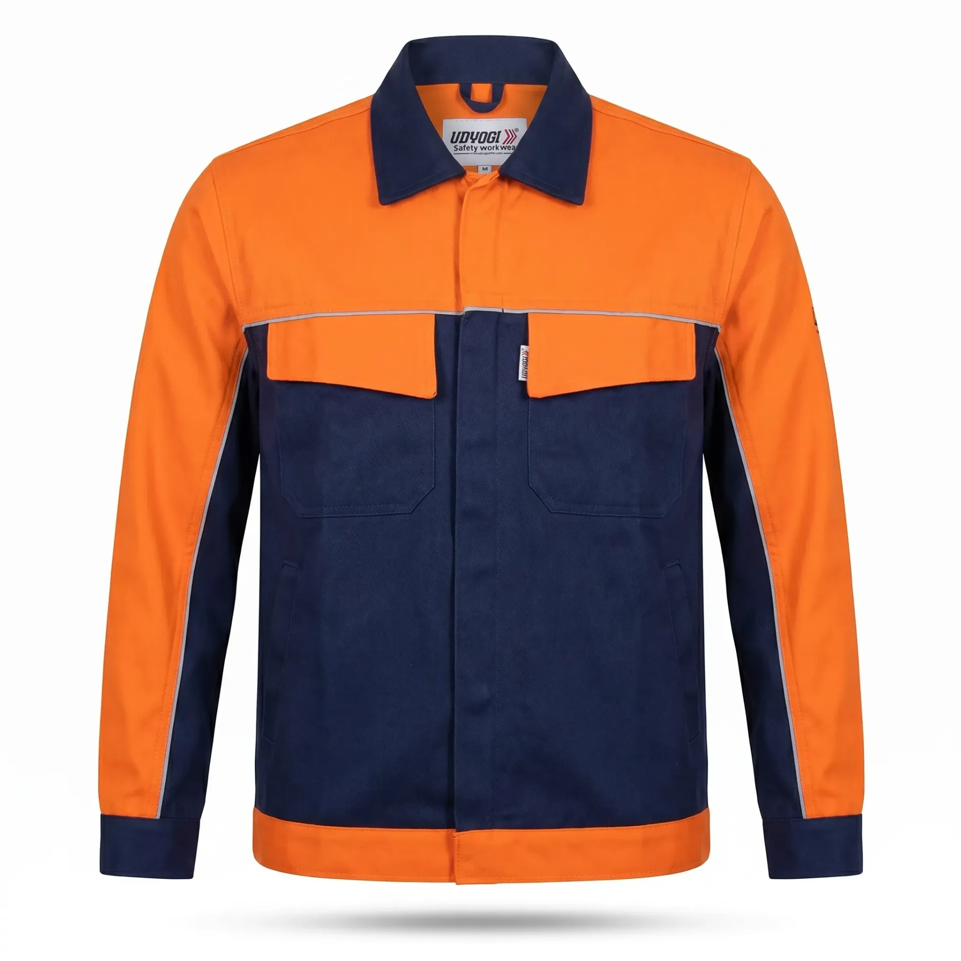 Udyogi ADG470ONJ Two-Tone Cotton Work Jacket - Orange/Navy High-Vis
